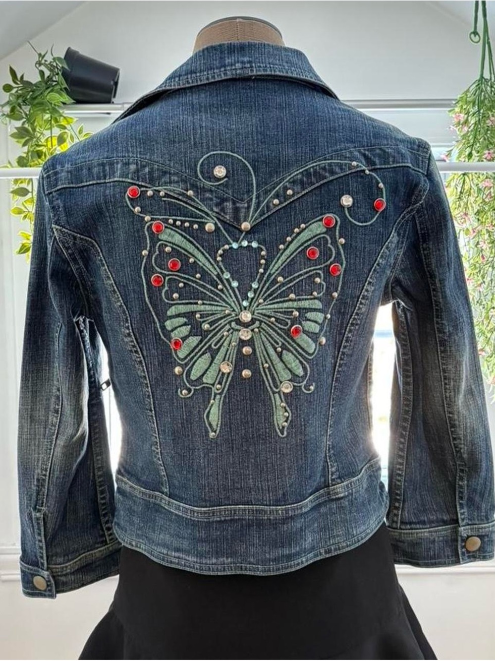 Joy 21 Rhinestone Denim Jacket with Butterfly